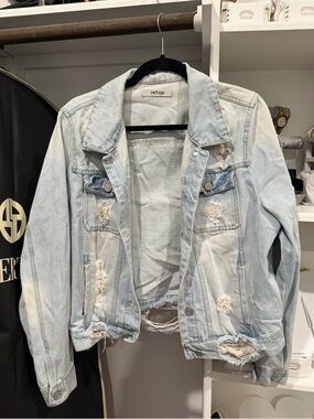 refuge Light Blue Distressed Denim Jean Jacket